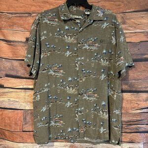 Batik Bay Men's XL Hawaiian Tropical Shirt Island Scene Rayon Button-Up Sailing